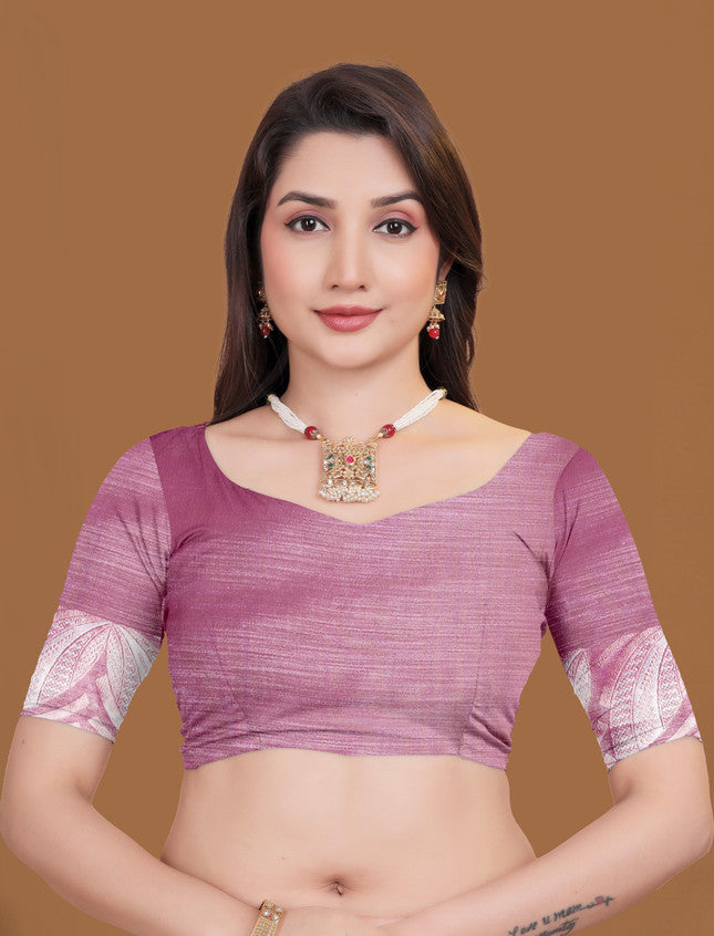 Self Design woven sari Pink